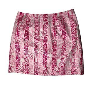 Lilly Pulitzer Vintage Boardwalk Cafe Print Pink Mini Skirt size 4